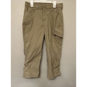 Eddie Bauer Womens Rainier Capri Pants Beige Adjustable Hem Size 6 Utility Hiker